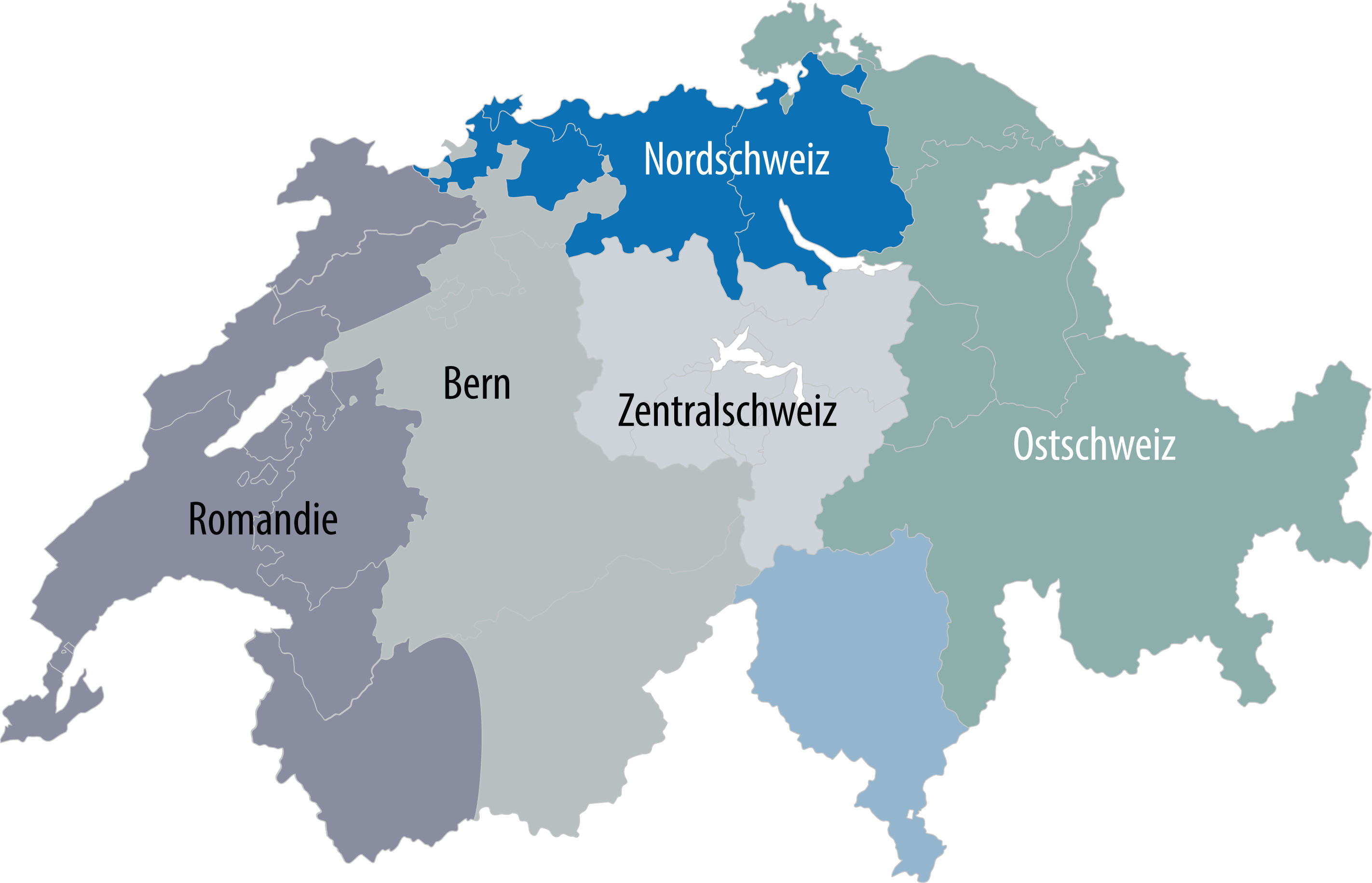 Schweiz mit sechs Kantonen